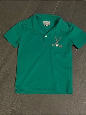 Boys Green Polo Shirt with Golf Club Embroidery